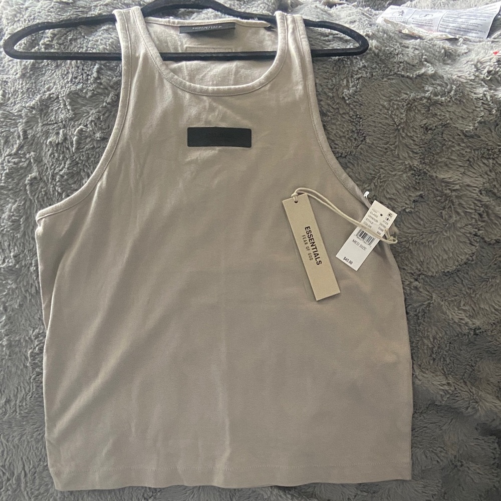 Essentials Light Beige Sleeveless Top